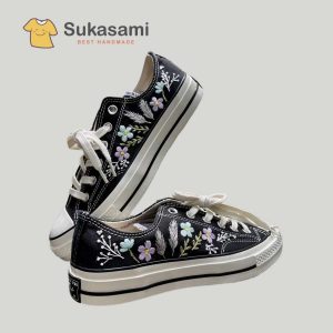 Converse Chuck Taylor-Embroidered Shoes-Black Feather